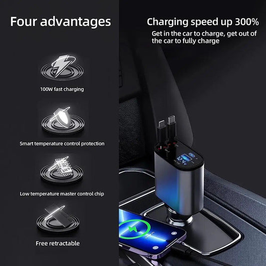 XJDR MULTI PORT 2PD 4USB CAR CHARGER FAST.